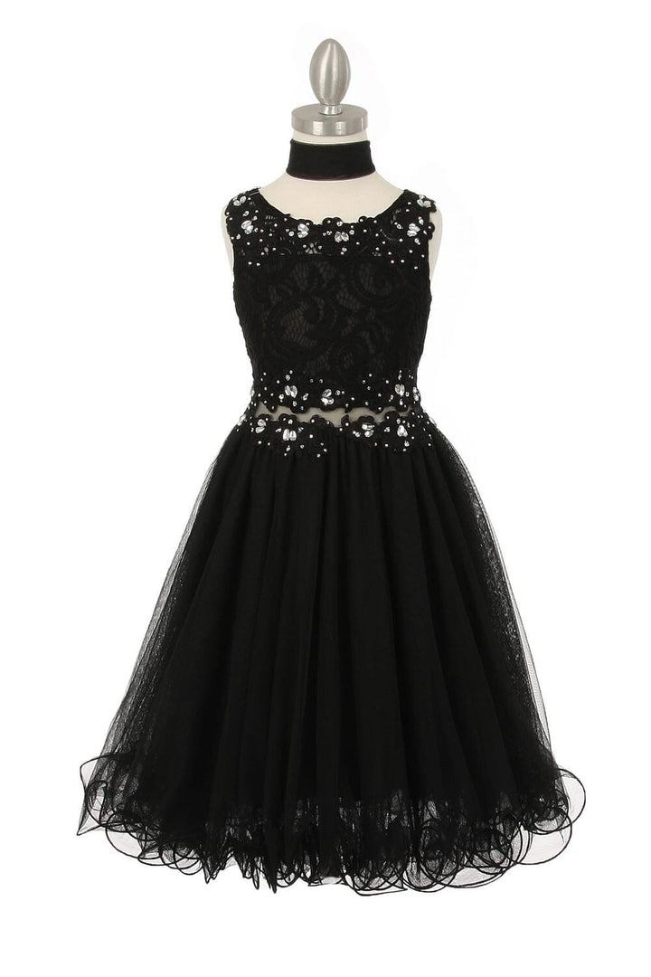 Girls Short Ruffled Dress with Lace Bodice by Cinderella Couture 5010