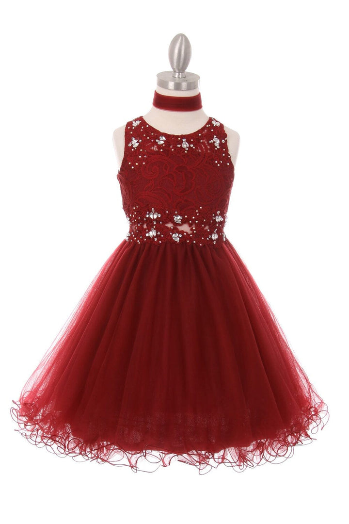 Girls Short Ruffled Dress with Lace Bodice by Cinderella Couture 5010