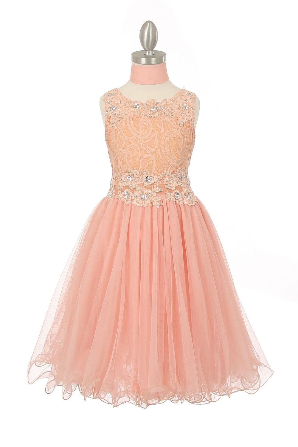 Girls Short Ruffled Dress with Lace Bodice by Cinderella Couture 5010