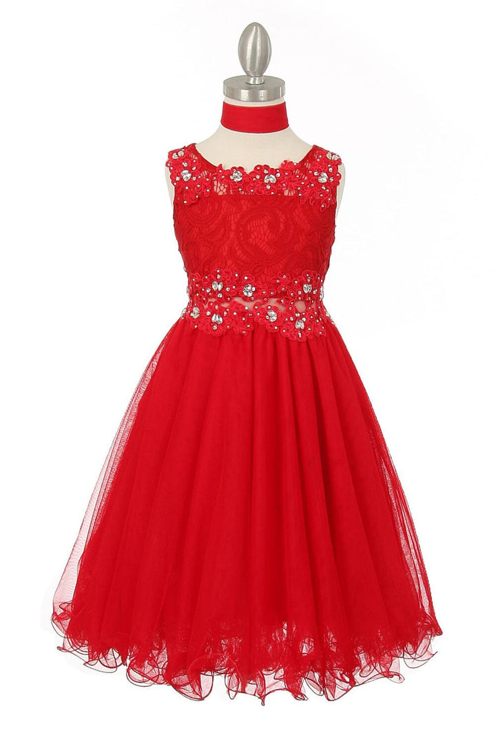Girls Short Ruffled Dress with Lace Bodice by Cinderella Couture 5010