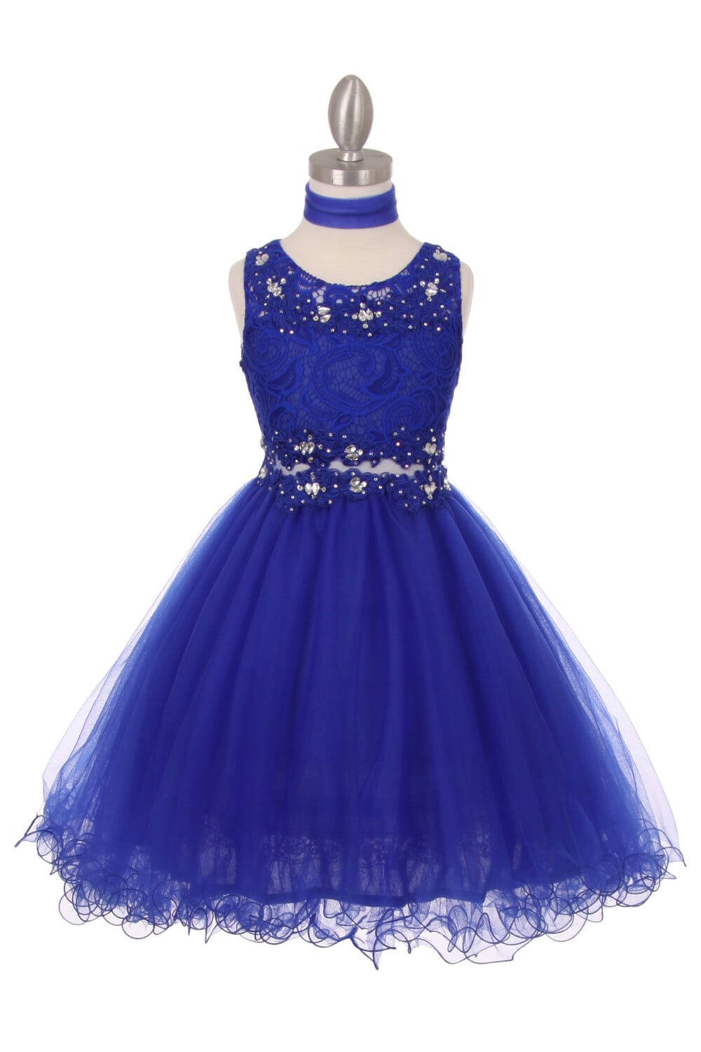 Girls Short Ruffled Dress with Lace Bodice by Cinderella Couture 5010