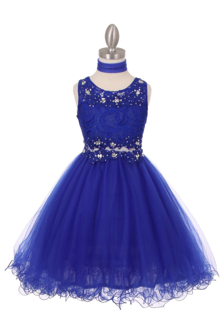 Girls Short Ruffled Dress with Lace Bodice by Cinderella Couture 5010