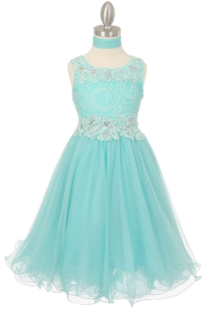 Girls Short Ruffled Dress with Lace Bodice by Cinderella Couture 5010