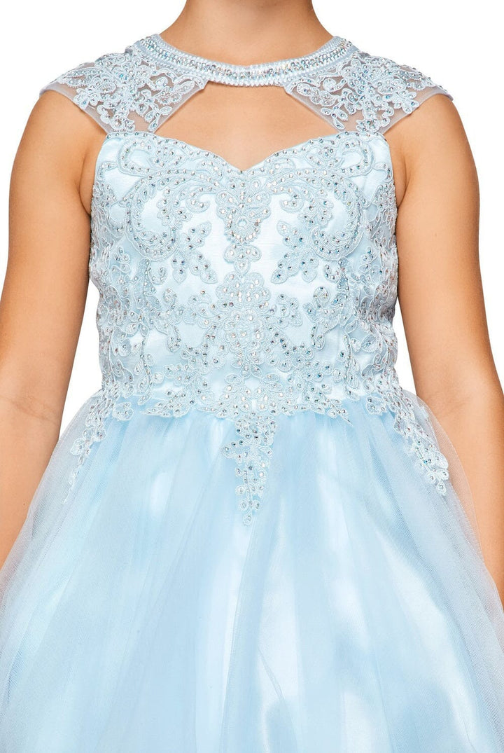 Girls Short Ruffled Dress with Lace Bodice by Cinderella Couture 5083