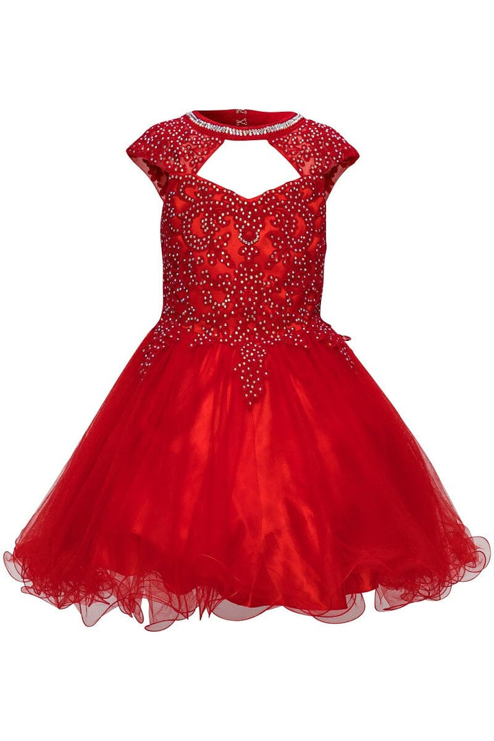 Girls Short Ruffled Dress with Lace Bodice by Cinderella Couture 5083