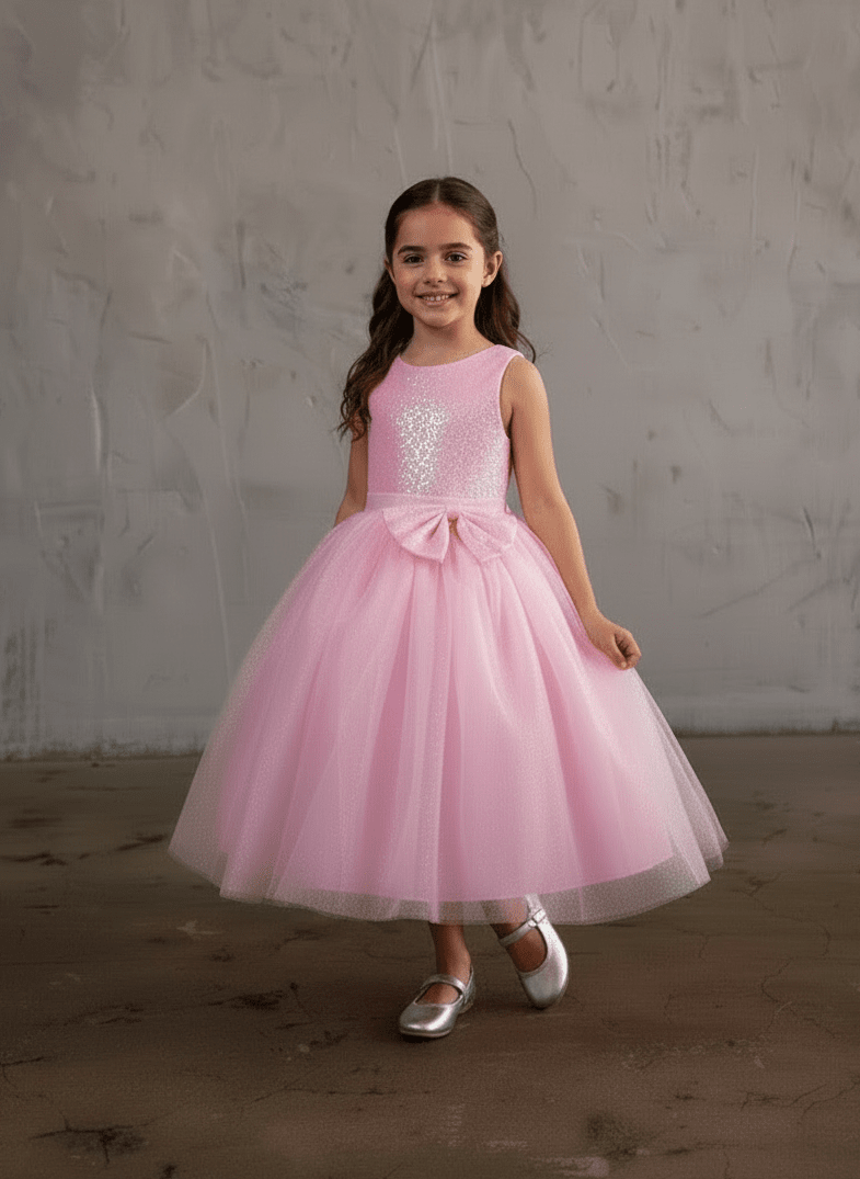 Girls Short Sequin Bodice Dress by Calla D-832