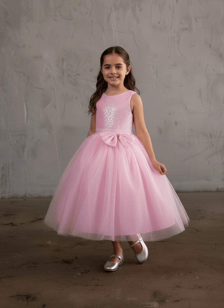 Girls Short Sequin Bodice Dress by Calla D-832