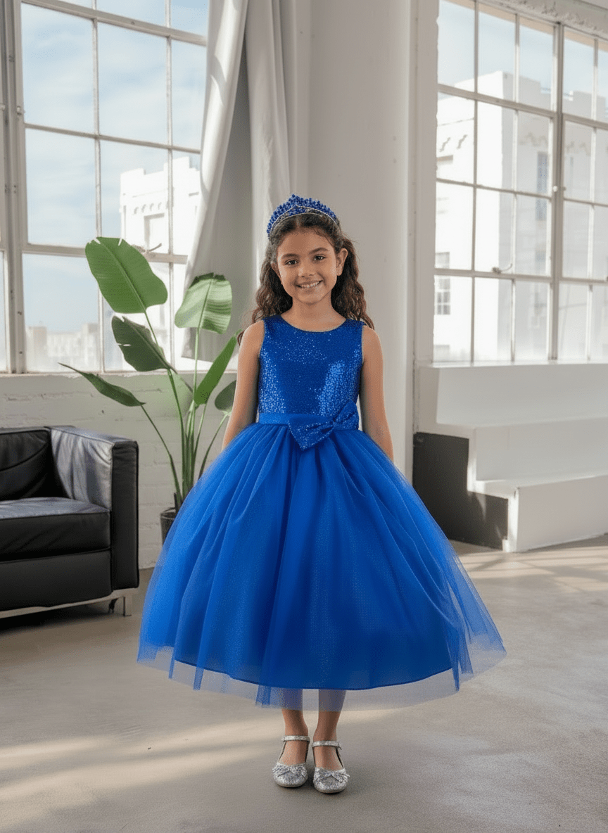 Girls Short Sequin Bodice Dress by Calla D-832