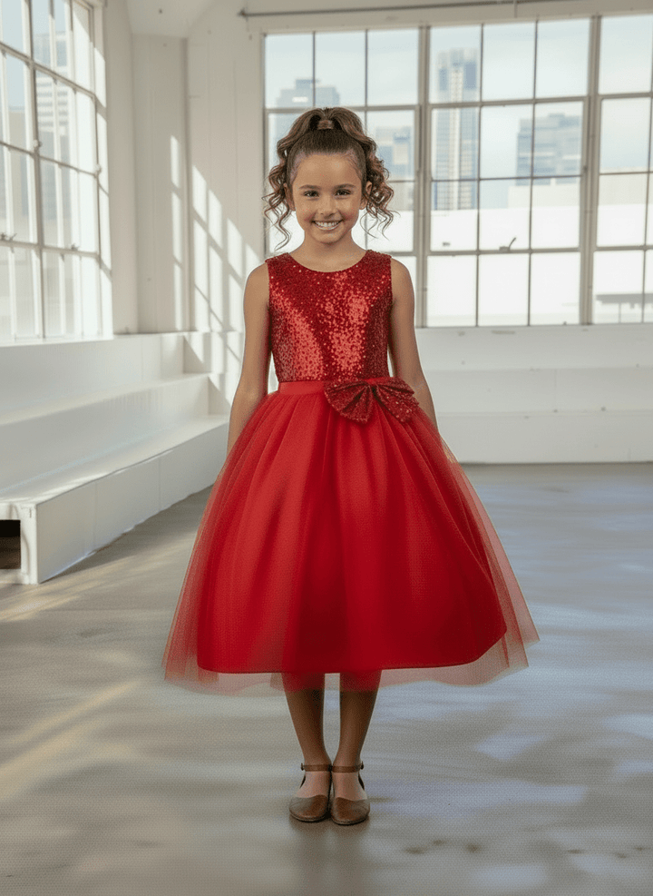 Girls Short Sequin Bodice Dress by Calla D-832