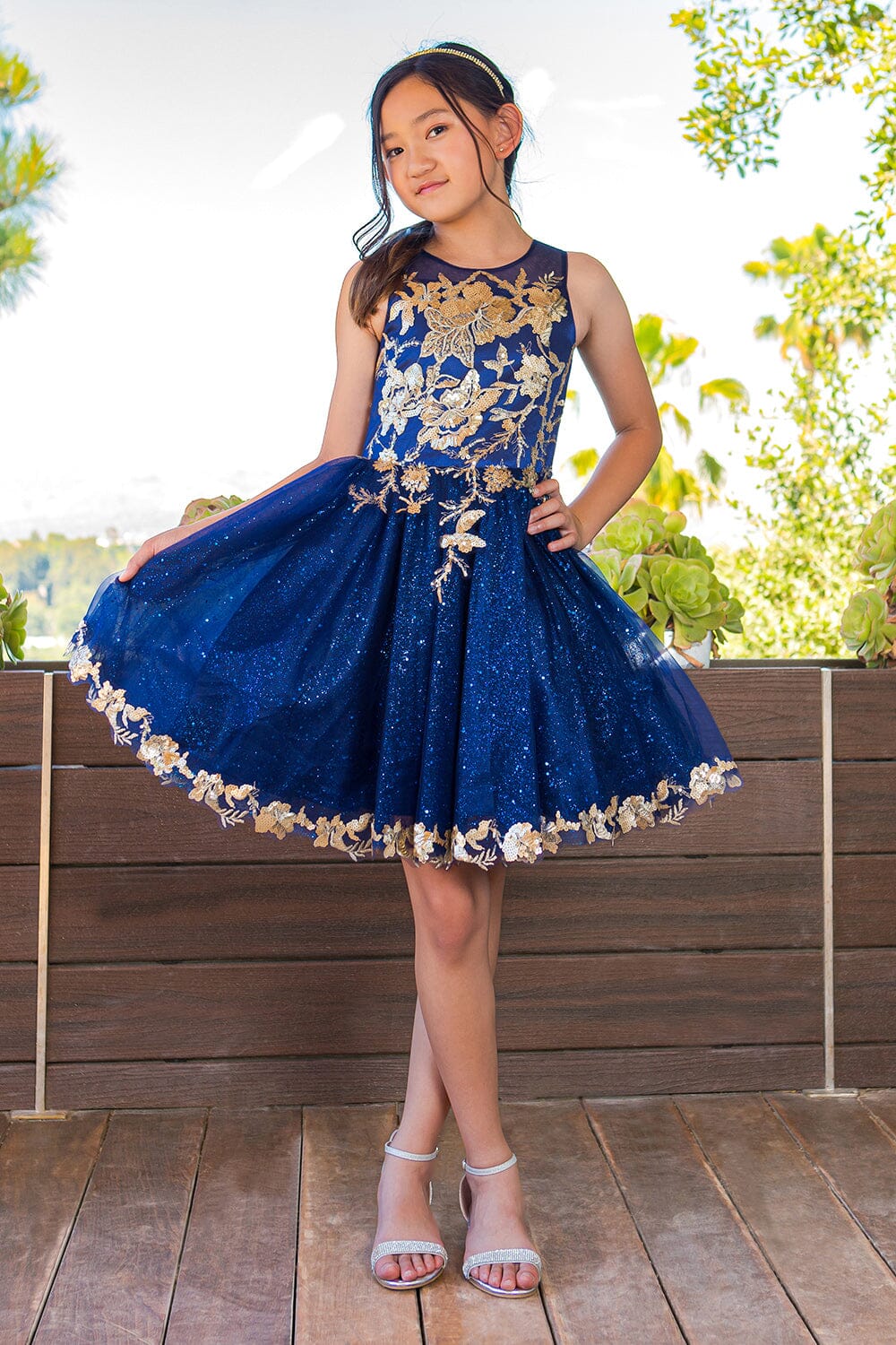 Girls Short Sequin Print Dress by Cinderella Couture 5121