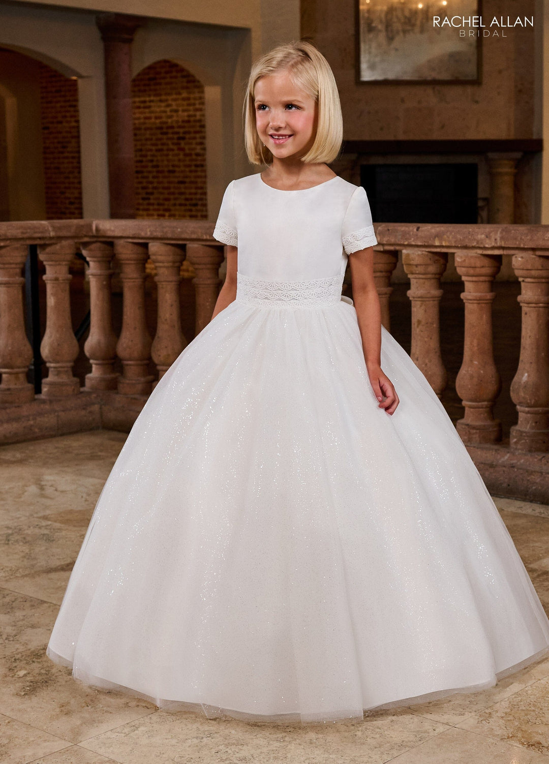 Girls Short Sleeve Gown by Rachel Allan RB9172