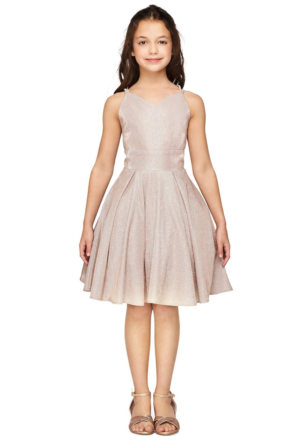 Girls Short Sleeveless Metallic Dress by Cinderella Couture 8011