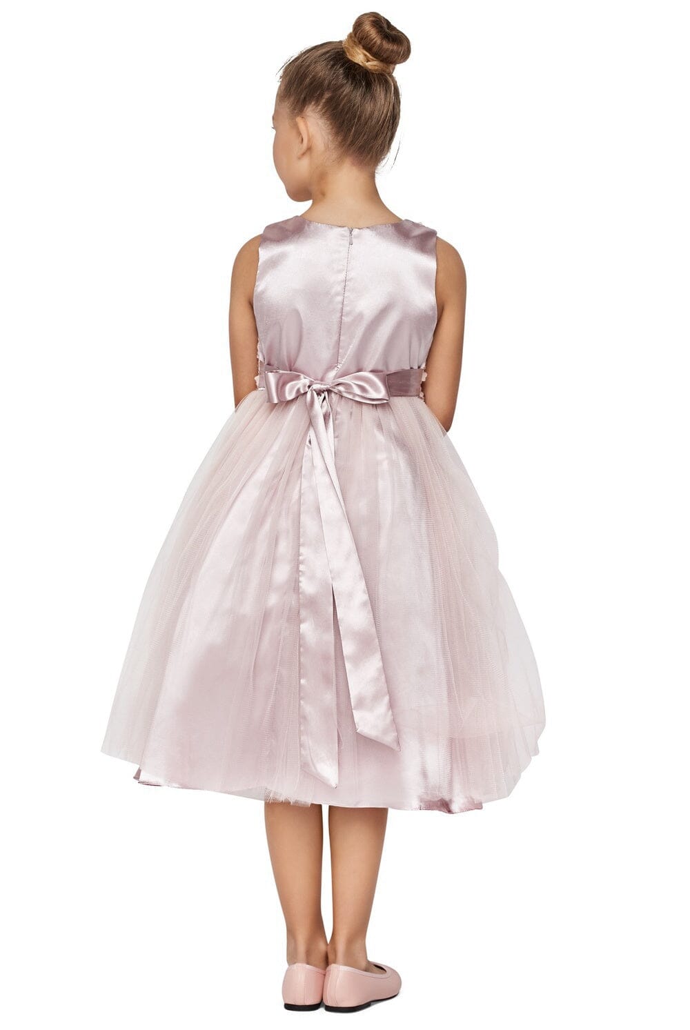 Girls Short Tulle Dress with 3D Flowers by Cinderella Couture 5059