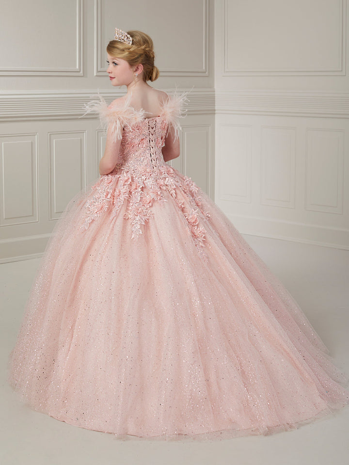 Girls Sleeveless Feather Gown by Tiffany Princess 13727