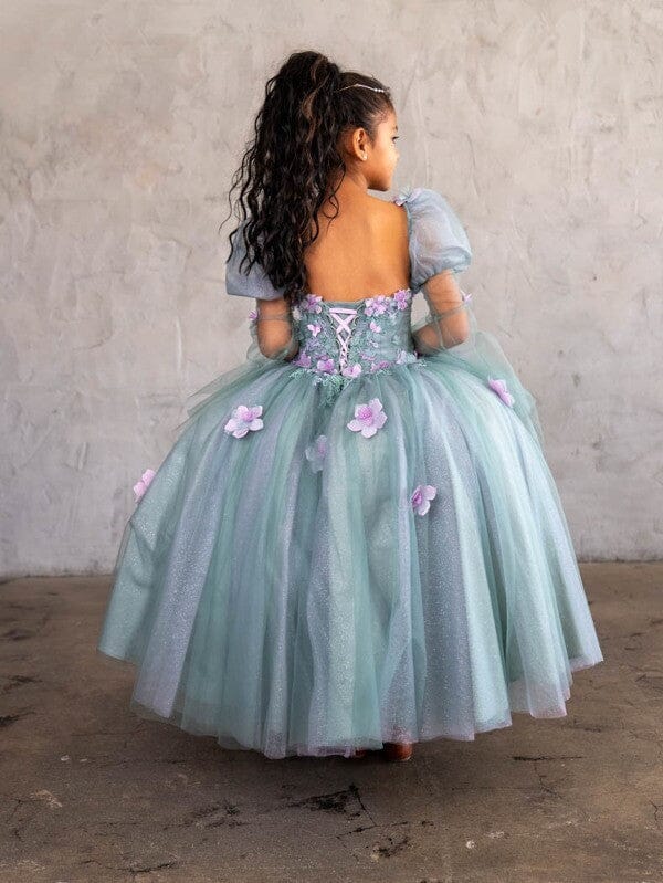 Girls Strapless Puff Sleeve Gown by Calla SCK-309