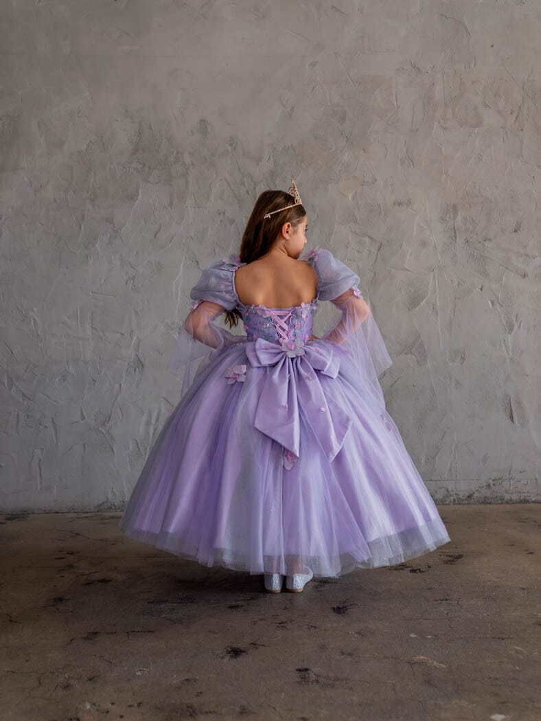Girls Strapless Puff Sleeve Gown by Calla SCK-309