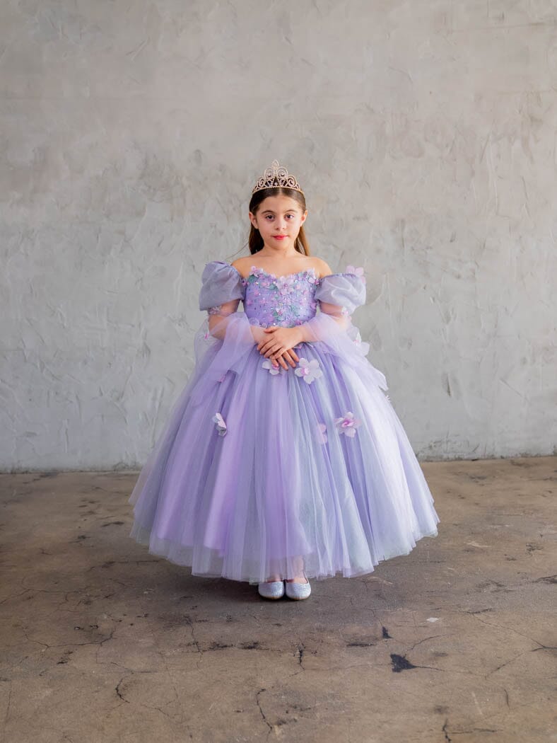 Girls Strapless Puff Sleeve Gown by Calla SCK-309
