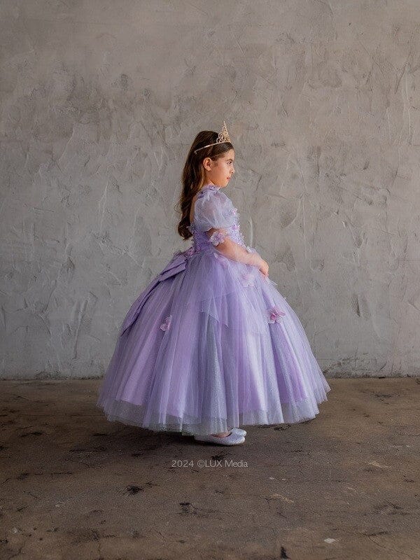 Girls Strapless Puff Sleeve Gown by Calla SCK-309