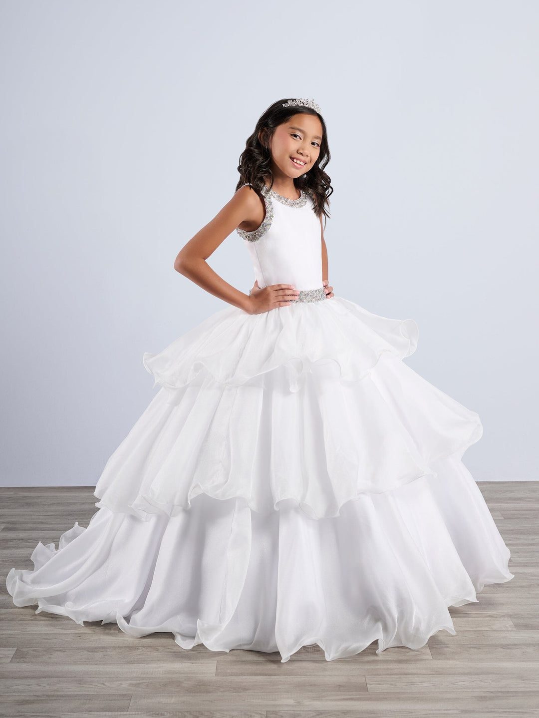 Girls Tiered Halter Gown by Tiffany Princess 13787