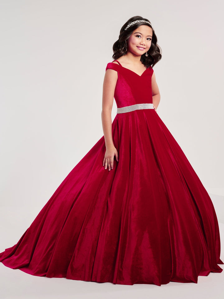 Girls Velvet Cold Shoulder Gown by Tiffany Princess 13705