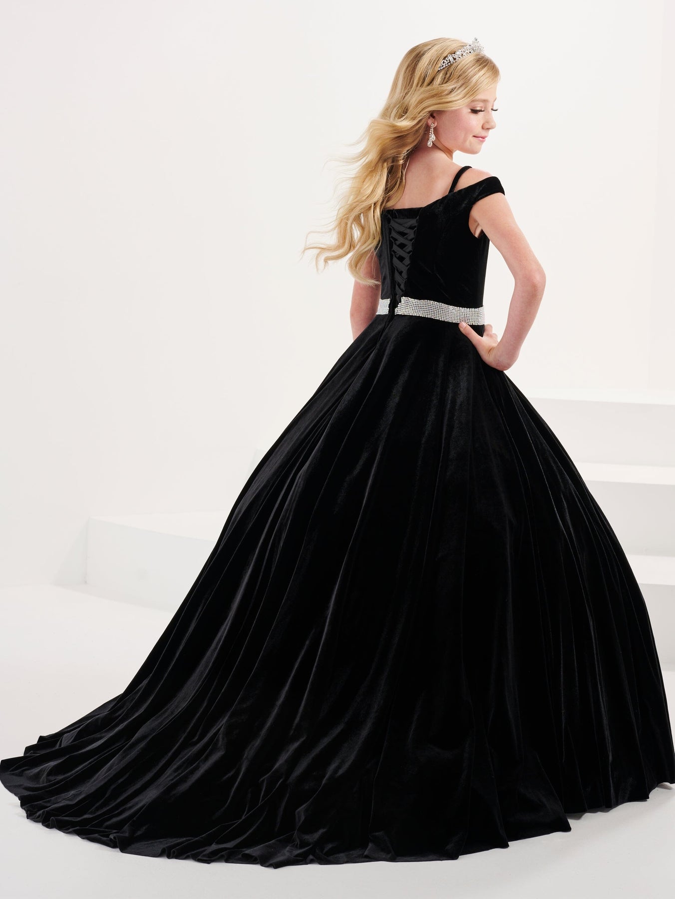 Girls Velvet Cold Shoulder Gown by Tiffany Princess 13705 – ABC Fashion