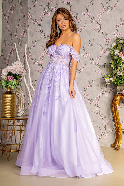 3D Butterfly Off Shoulder Corset Gown by GLS Gloria GL3296