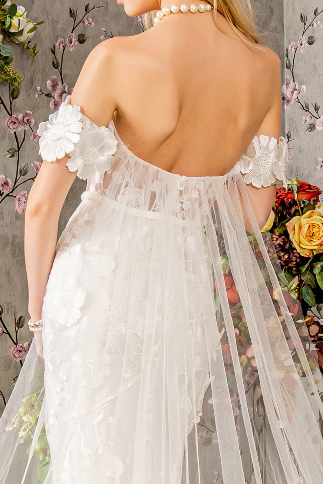 3D Floral Sheer Corset Bridal Gown by GLS Gloria GL3424