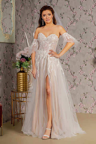 Strapless Puff Sleeve Wedding Gown by GLS Gloria GL3427