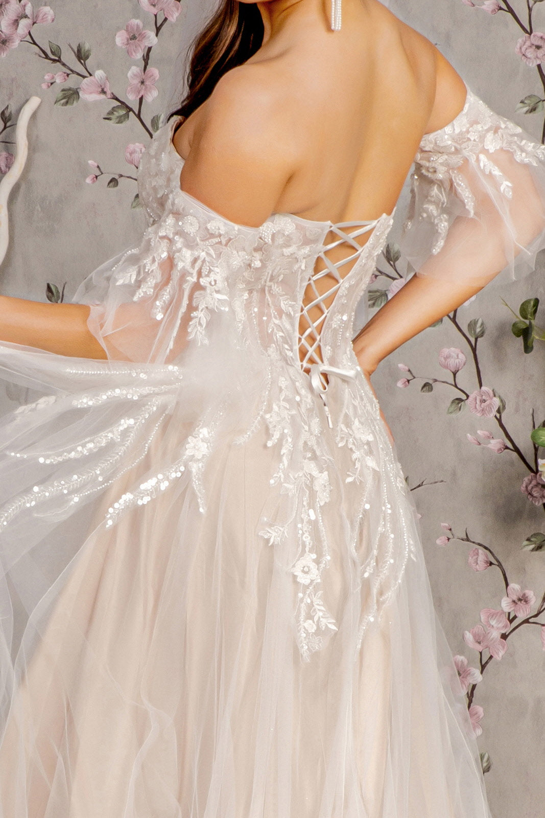 Strapless Puff Sleeve Wedding Gown by GLS Gloria GL3427