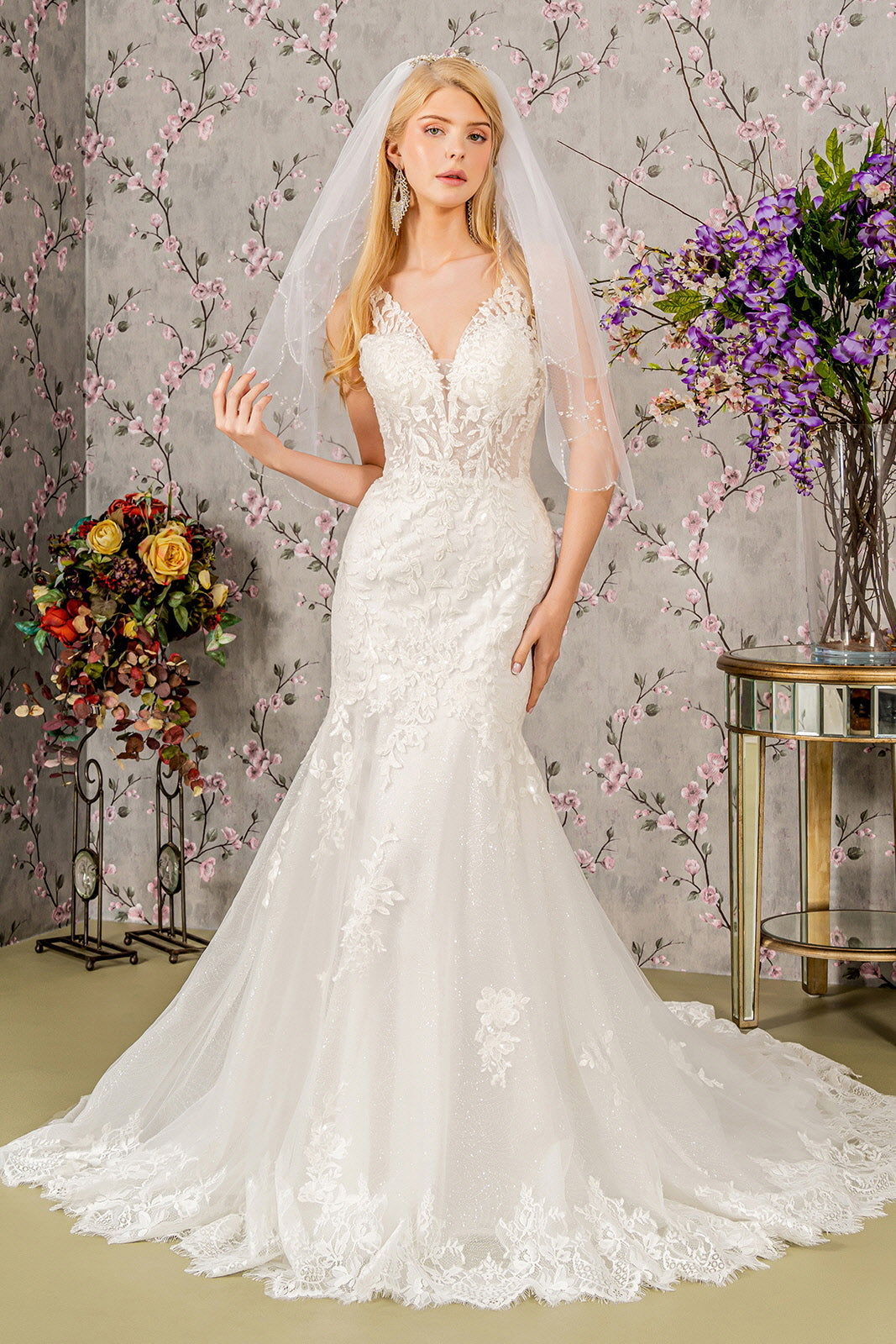 Fitted Embroidered Sleeveless Bridal Gown by GLS Gloria GL3487