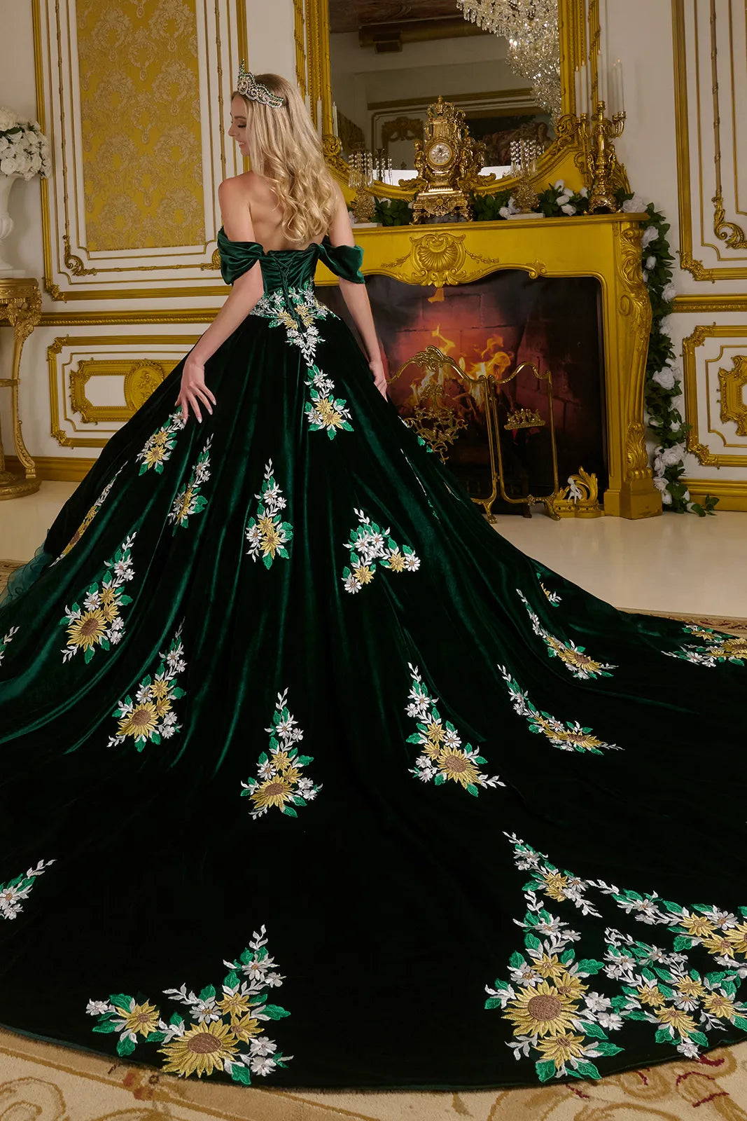 Evening Gown Emerald Green And Gold Gown Gorgeous Dark Green Prom Dresses, Velvet Sequin Golden Crystal Evening Gown Emerald Green And Gold Gown Gorgeous Dark Green Prom Dresses, Velvet Sequin Golden Crystal