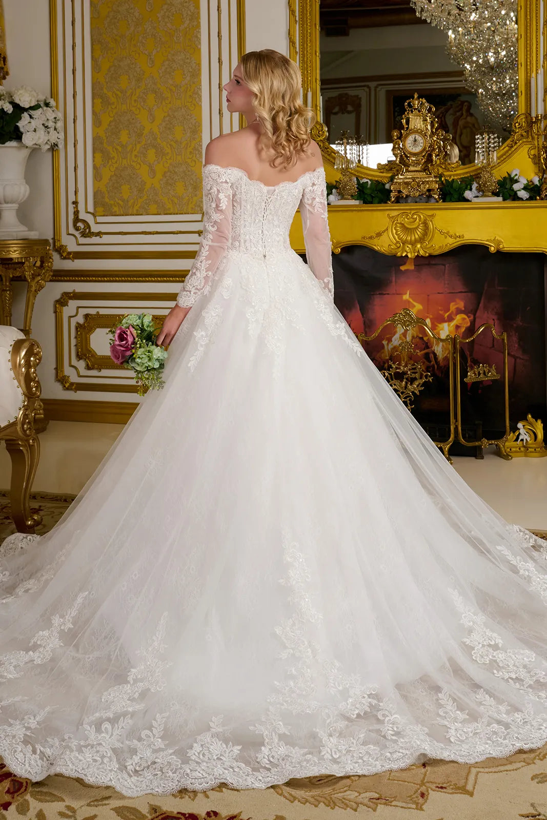 Elizabeth K Off Shoulder Bridal Gown GL3653 - Formal Dress Shops Off White / 3XL Elizabeth K Off Shoulder Bridal Gown GL3653 - Formal Dress Shops Off White / 3XL