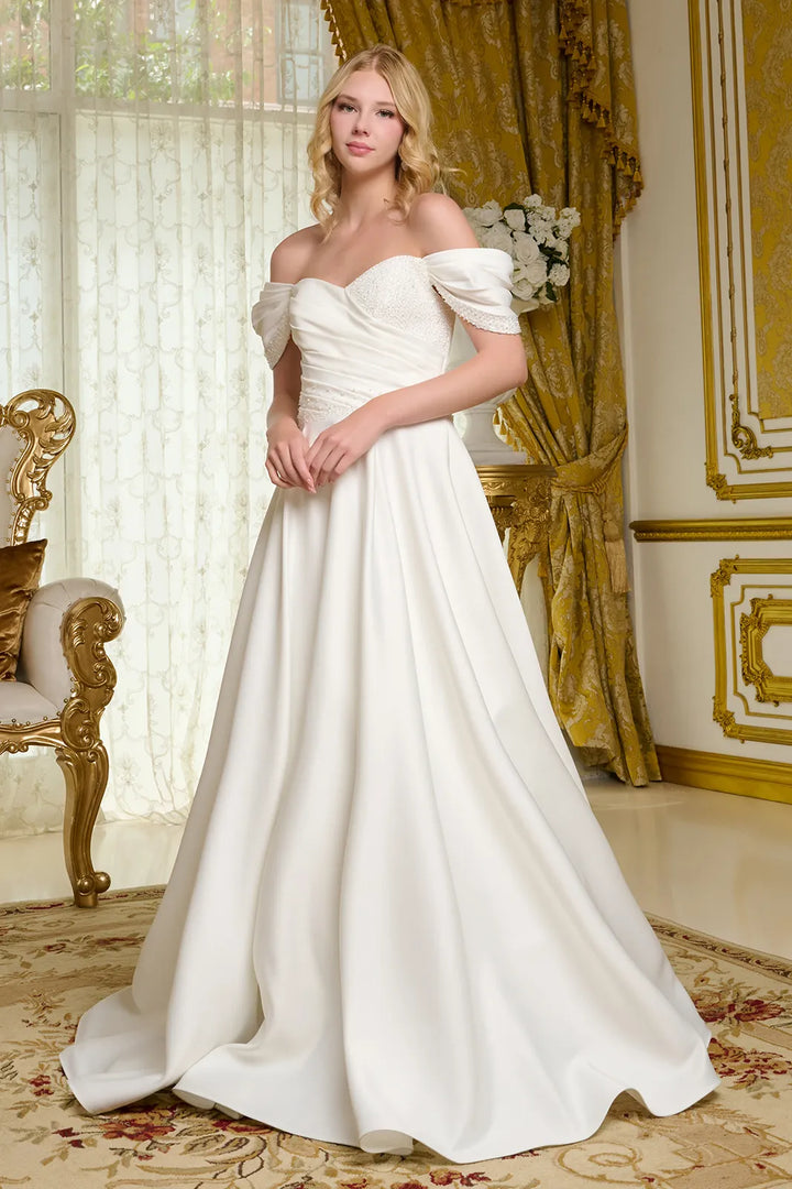 Satin Off Shoulder Bridal Gown by GLS Gloria GL3655