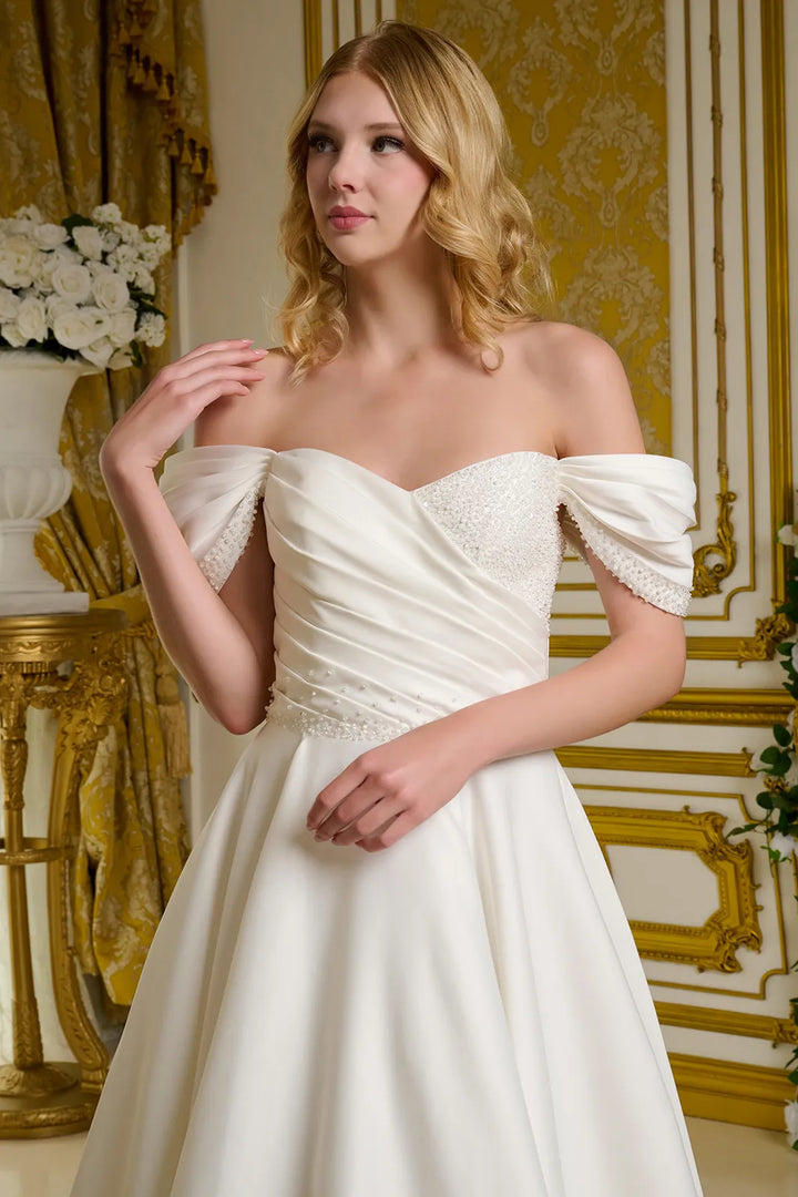 Satin Off Shoulder Bridal Gown by GLS Gloria GL3655