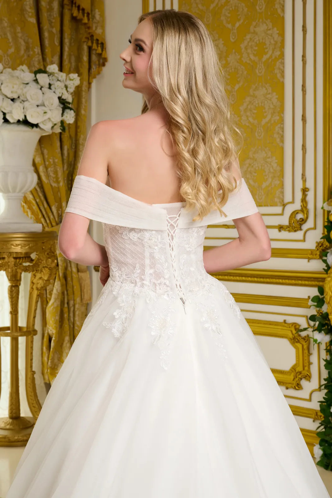 off the shoulder sweetheart wedding dress Elizabeth K Off Shoulder Bridal Gown GL3657