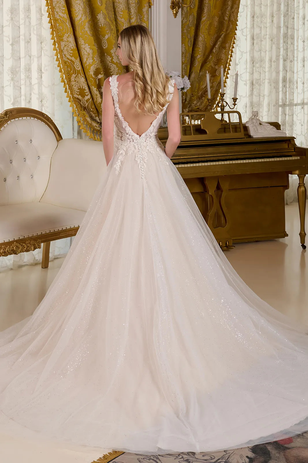 Elizabeth K V-Neck Bridal Gown GL3661 Formal Dress Shops Off White / 3XL Elizabeth K V-Neck Bridal Gown GL3661 Formal Dress Shops Off White / 3XL