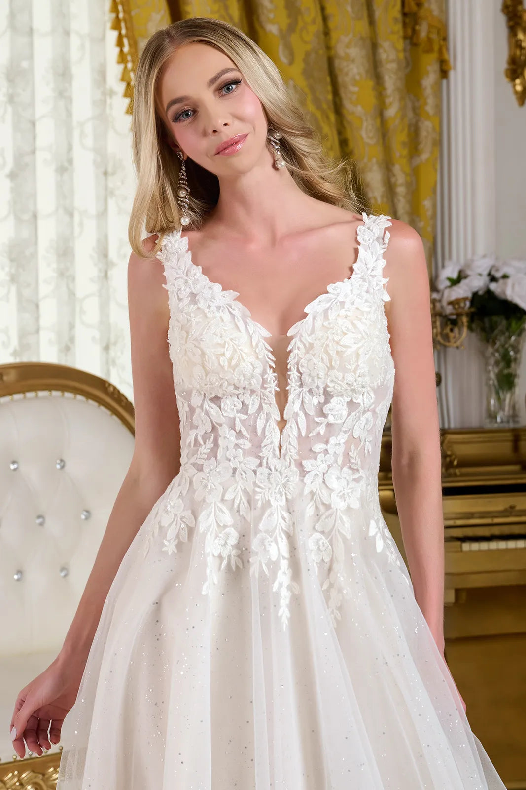 Elizabeth K V-Neck Bridal Gown GL3661 Formal Dress Shops Off White / 3XL Elizabeth K V-Neck Bridal Gown GL3661 Formal Dress Shops Off White / 3XL