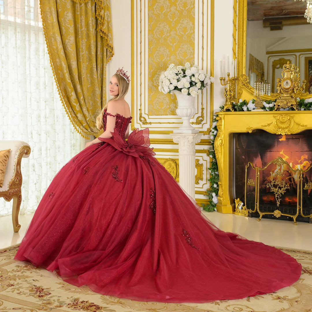 red 15 dresses with gold Quinceanera 2026 | Ball Gowns 2026 Embroidered Lace Red Quinceanera Dresses