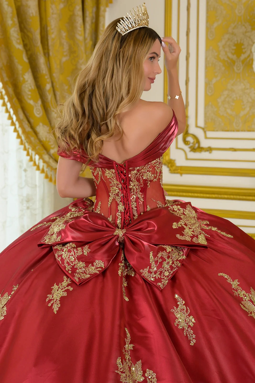 Beaded Off Shoulder Ball Gown by Elizabeth K GL3791