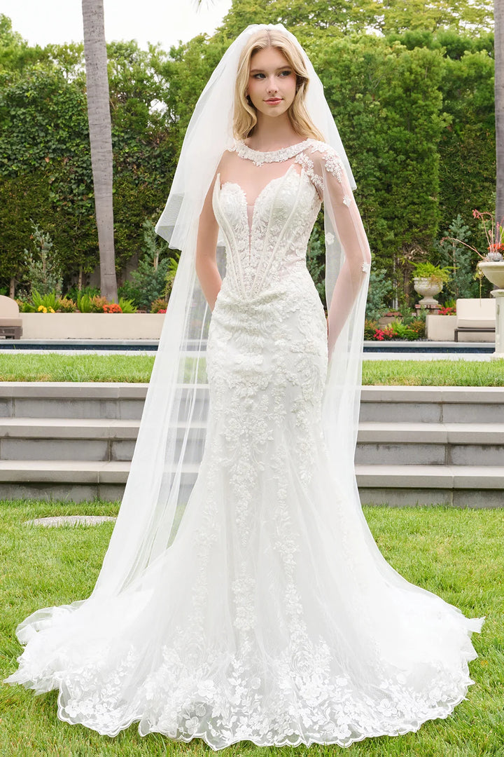 Strapless Cape Sleeve Bridal Gown by GLS Gloria GL3844