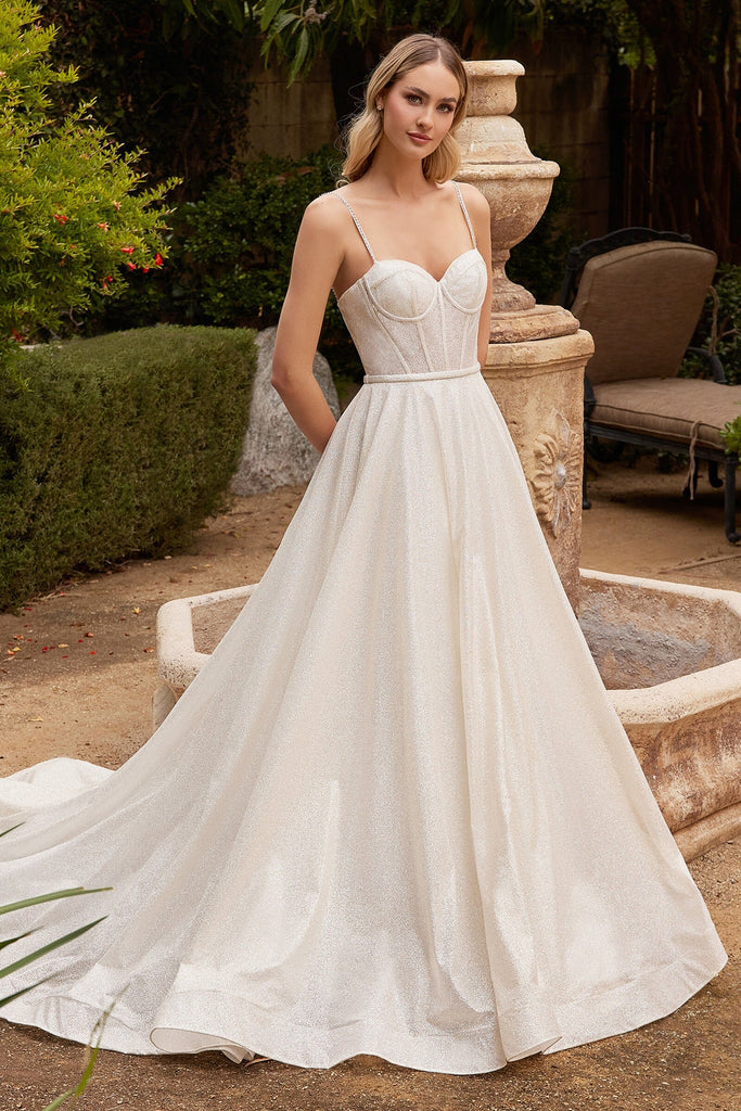 Glitter Corset Wedding Gown by Ladivine CDS435W – ABC Fashion