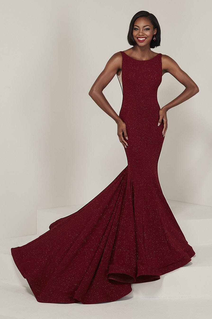 Glitter Jersey Sleeveless Mermaid Gown by Tiffany Designs 16368