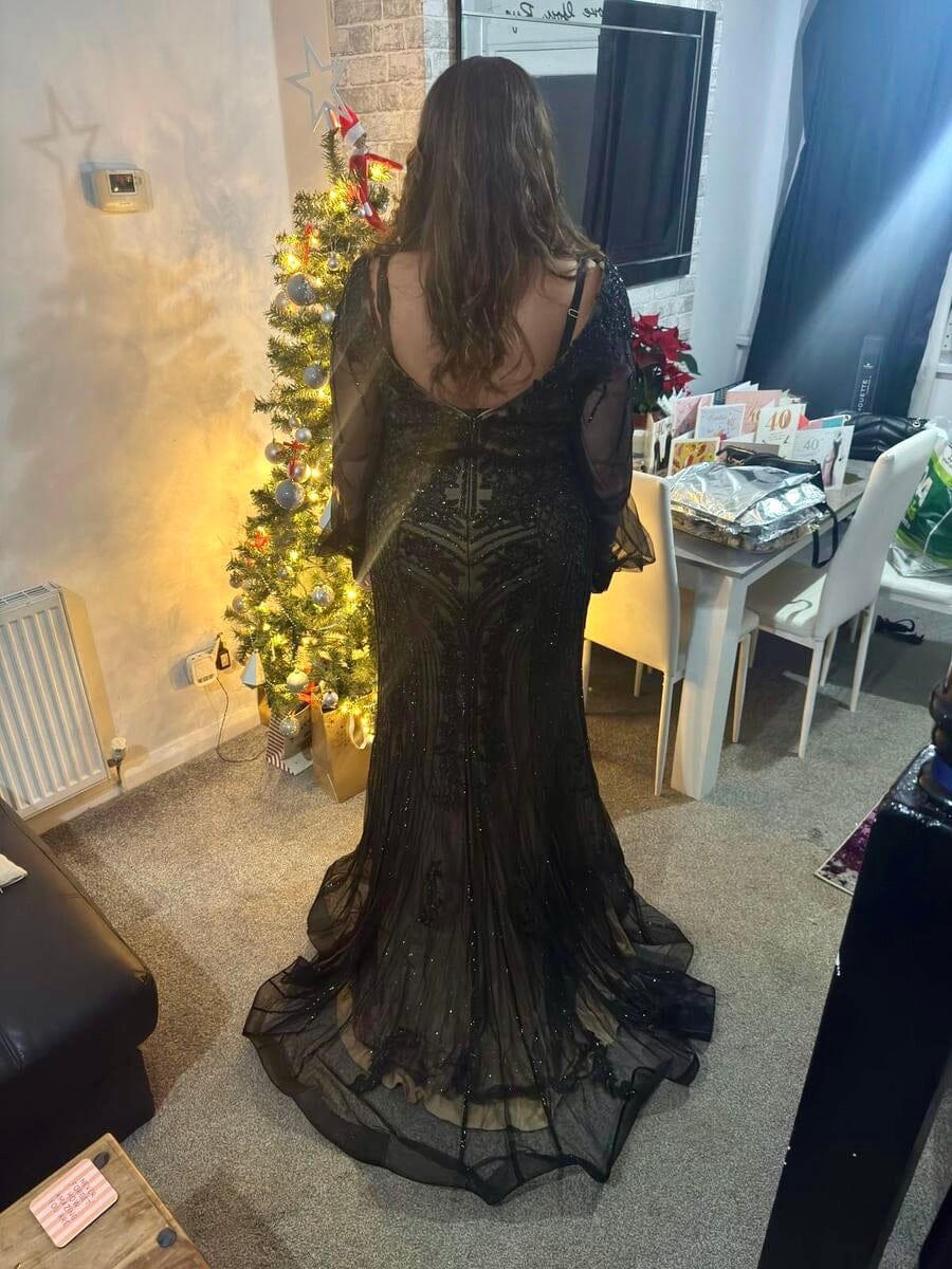 Glitter Long Sleeve Mermaid Dress by Ladivine CD864