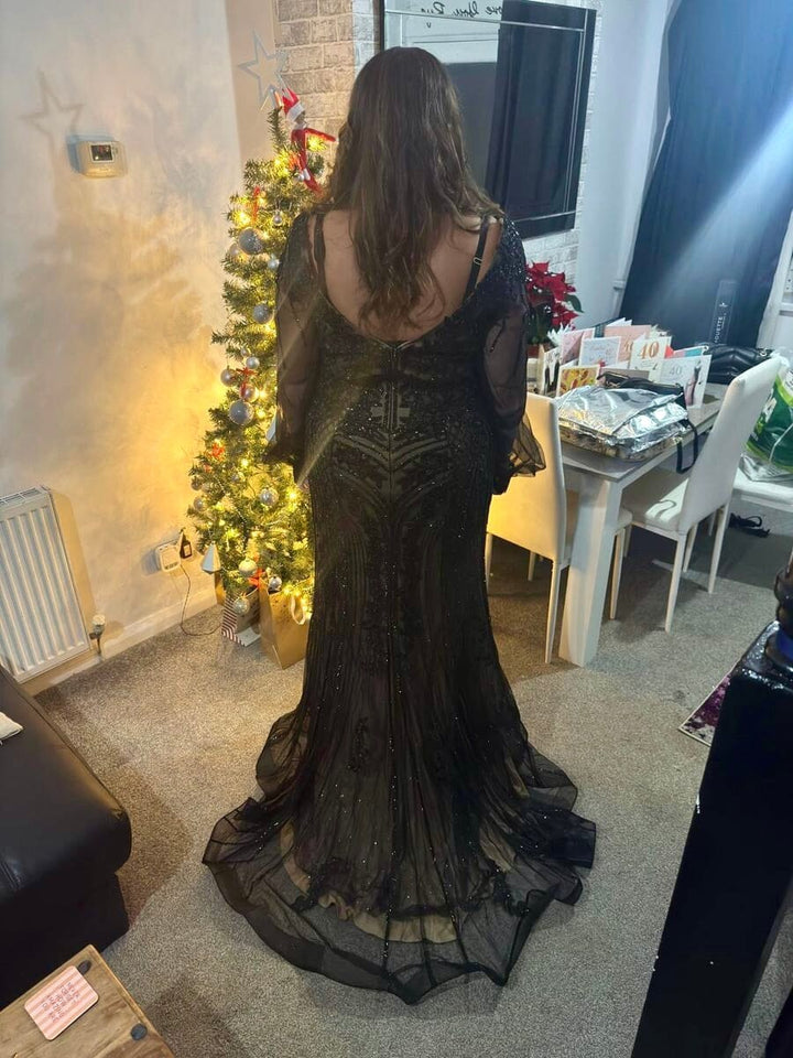 Glitter Long Sleeve Mermaid Dress by Ladivine CD864