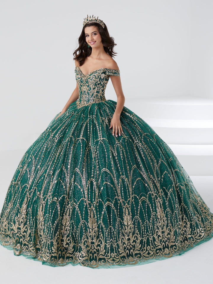 Glitter Off Shoulder Quinceanera Dress by Fiesta Gowns 56463