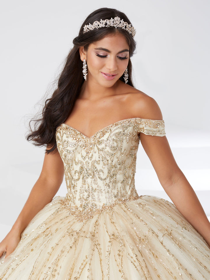 Glitter Off Shoulder Quinceanera Dress by Fiesta Gowns 56463