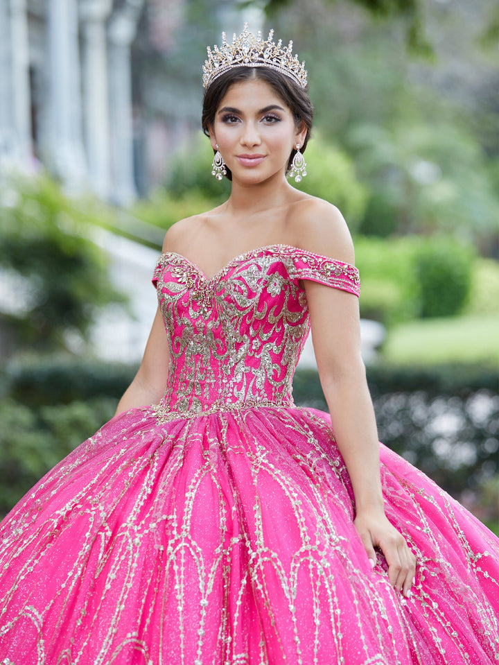 Glitter Off Shoulder Quinceanera Dress by Fiesta Gowns 56463