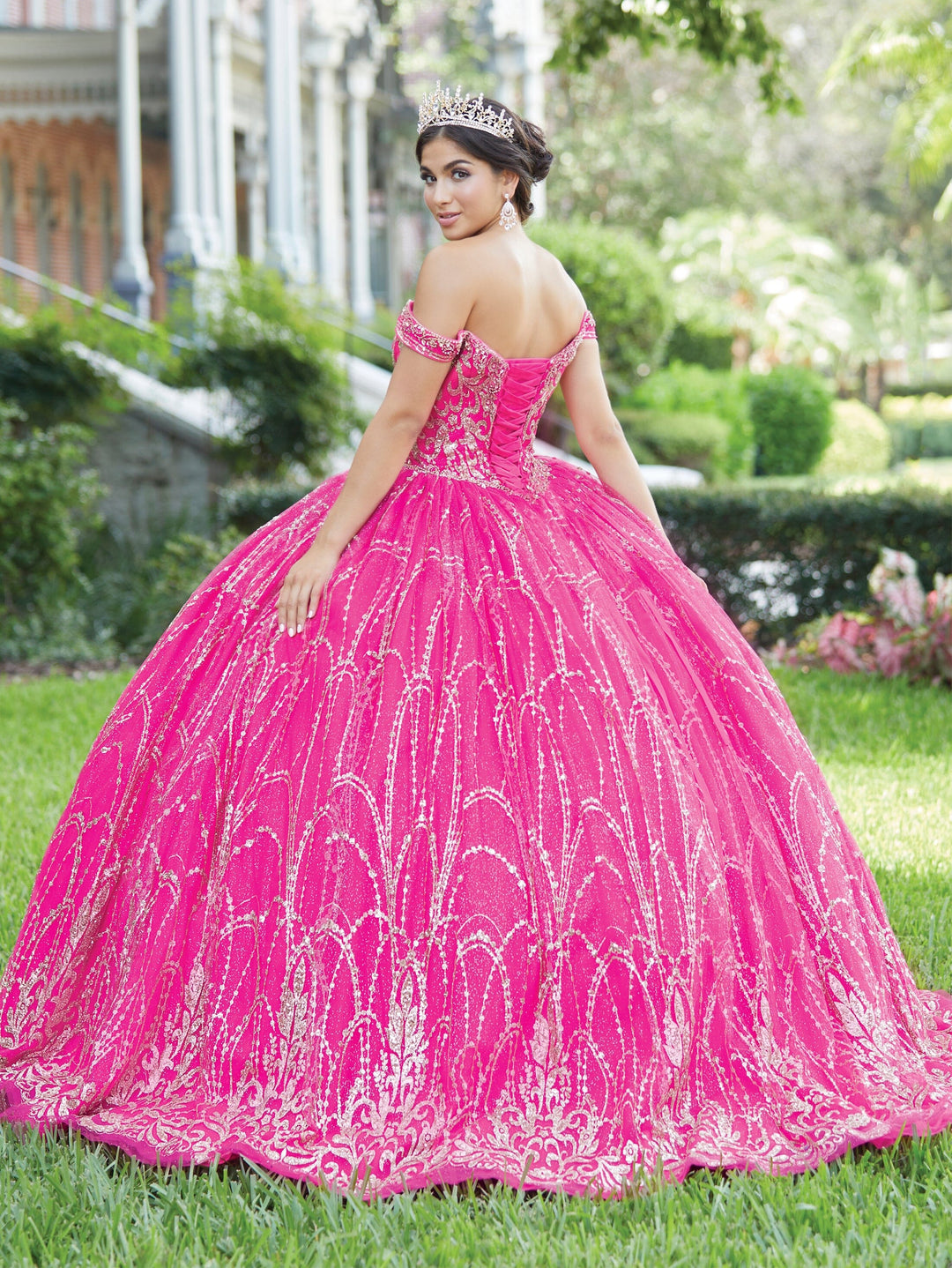 Glitter Off Shoulder Quinceanera Dress by Fiesta Gowns 56463