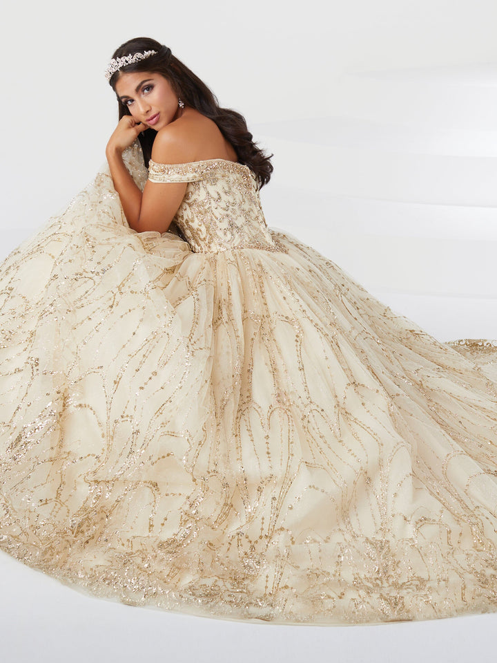 Glitter Off Shoulder Quinceanera Dress by Fiesta Gowns 56463