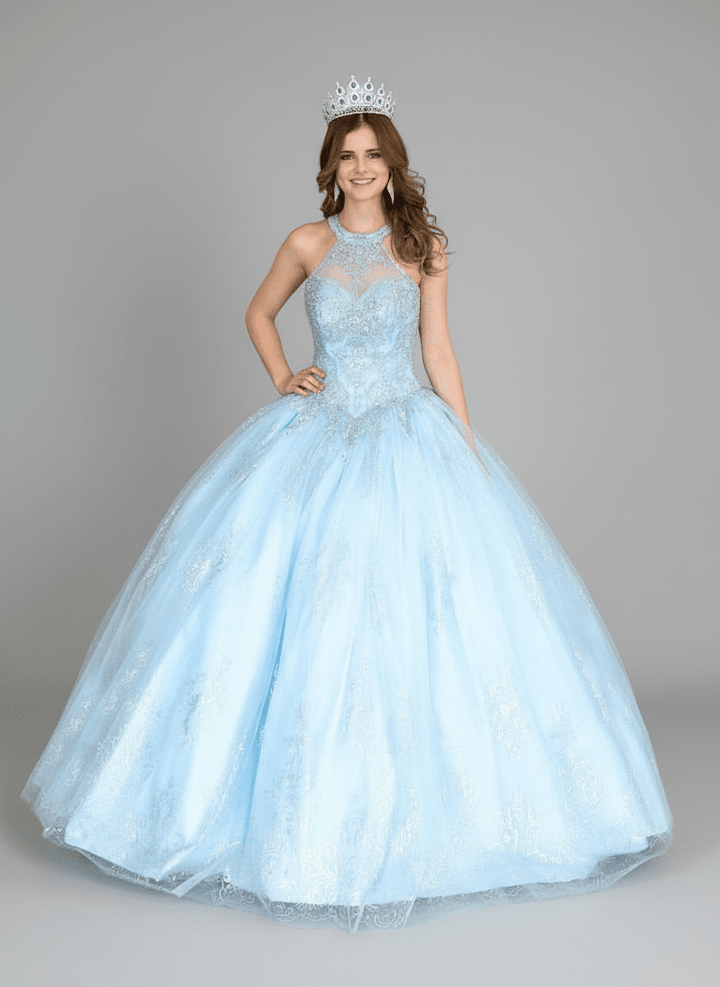Glitter Print High Neck Quinceanera Dress by Calla SYL-19002